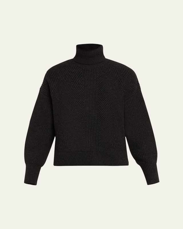Ribbed Turtleneck Wool Sweater